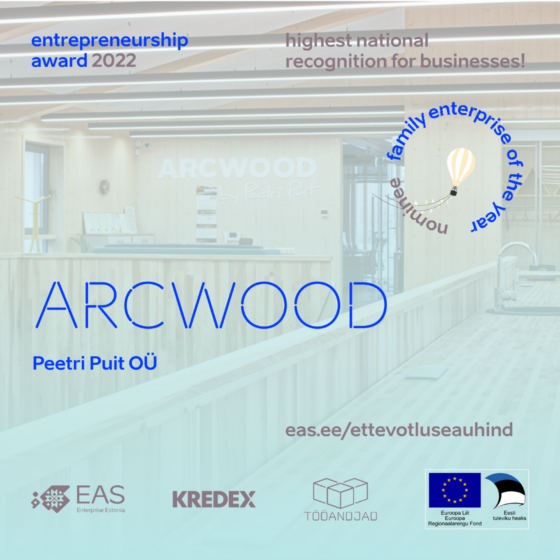 Arcwood Ettevõtluse Auhind 2022 Aasta Pereettevõte TOP 3